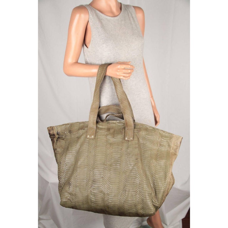 ELIZABETH WEINSTOCK Green Whipsnake ANTIBE DUFFLE BAG For Sale at 1stDibs