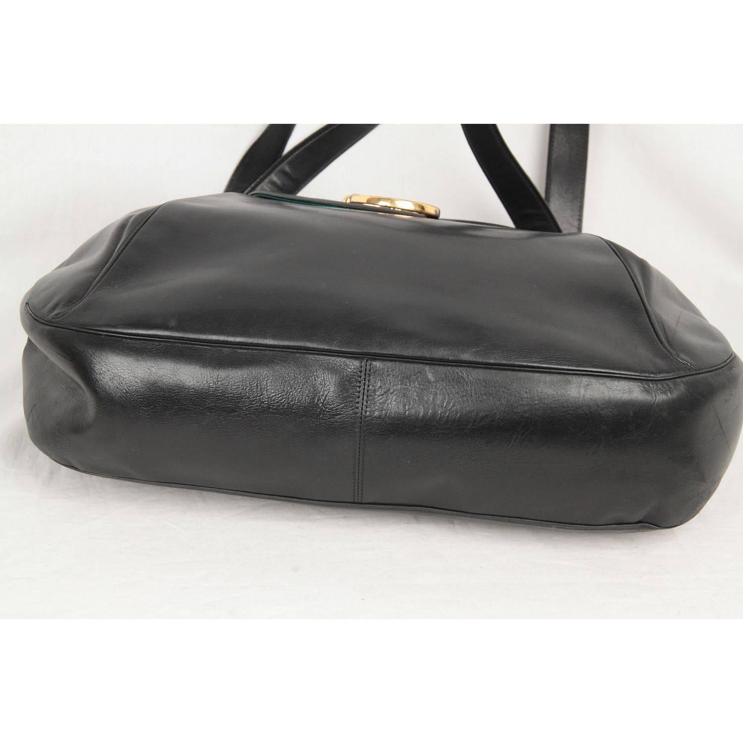 Women's CARTIER PARIS Vintage Black Leather PANTHERE Line Large Tote Shoulder Bag
