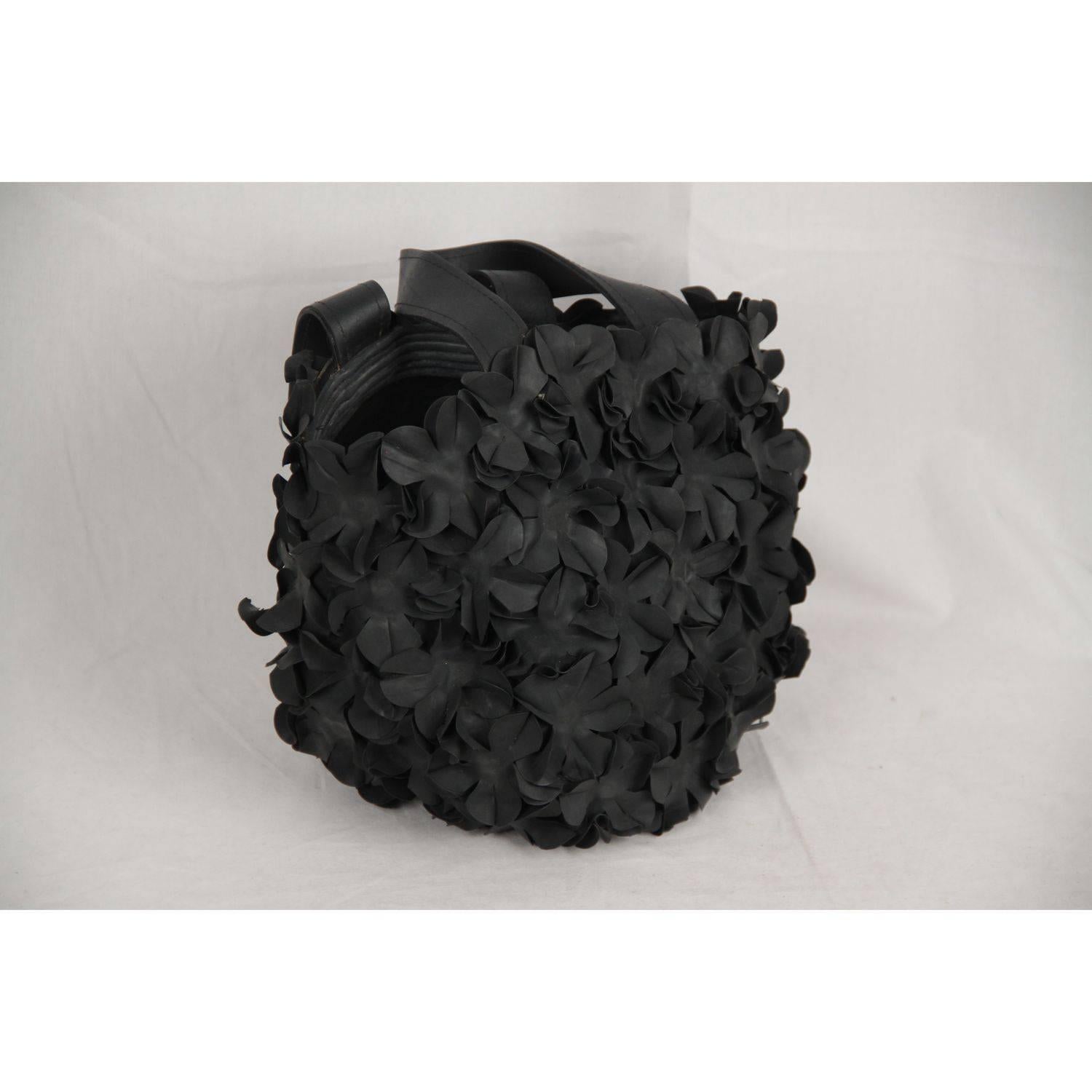 COMME DES GARCONS Black Rubber FLOWERS Applique TOTE BAG 1