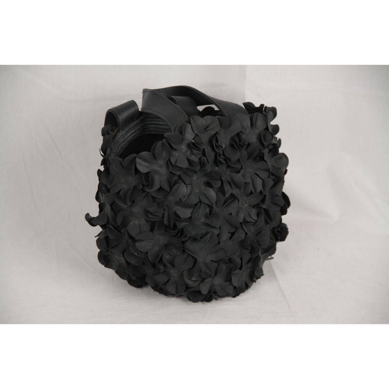 超安い品質 COMME DES GARCONS Black Rubber FLOWERS Applique TOTE BAG For バッグ