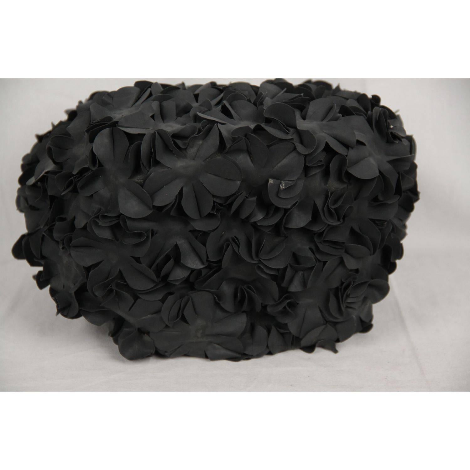 COMME DES GARCONS Black Rubber FLOWERS Applique TOTE BAG 2