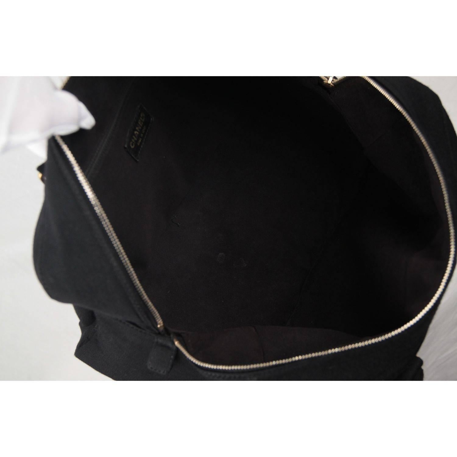 CHANEL Black SQUARE STITCH Fabric BOWLING BOWLER Shoulder Bag 5