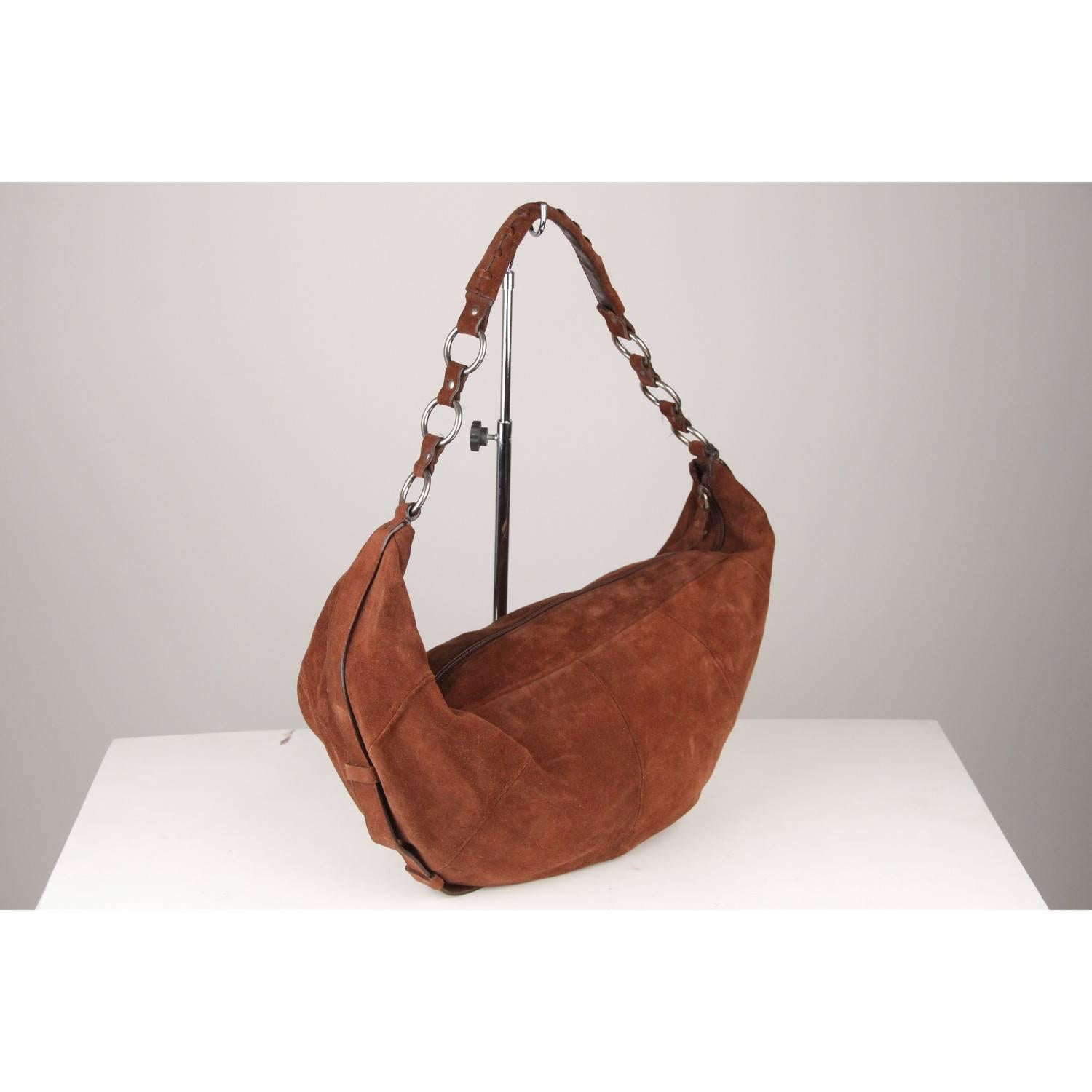 YVES SAINT LAURENT Brown Suede Hobo Shoulder Bag In Good Condition In Rome, Rome