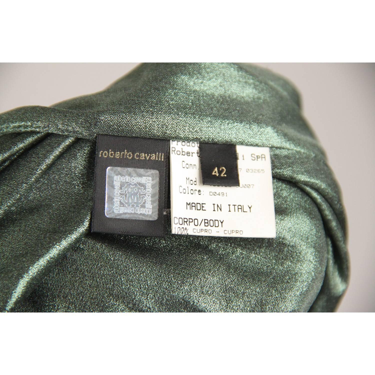 Women's ROBERTO CAVALLI Green Metallic Cleopatra Dress Gown Size 42