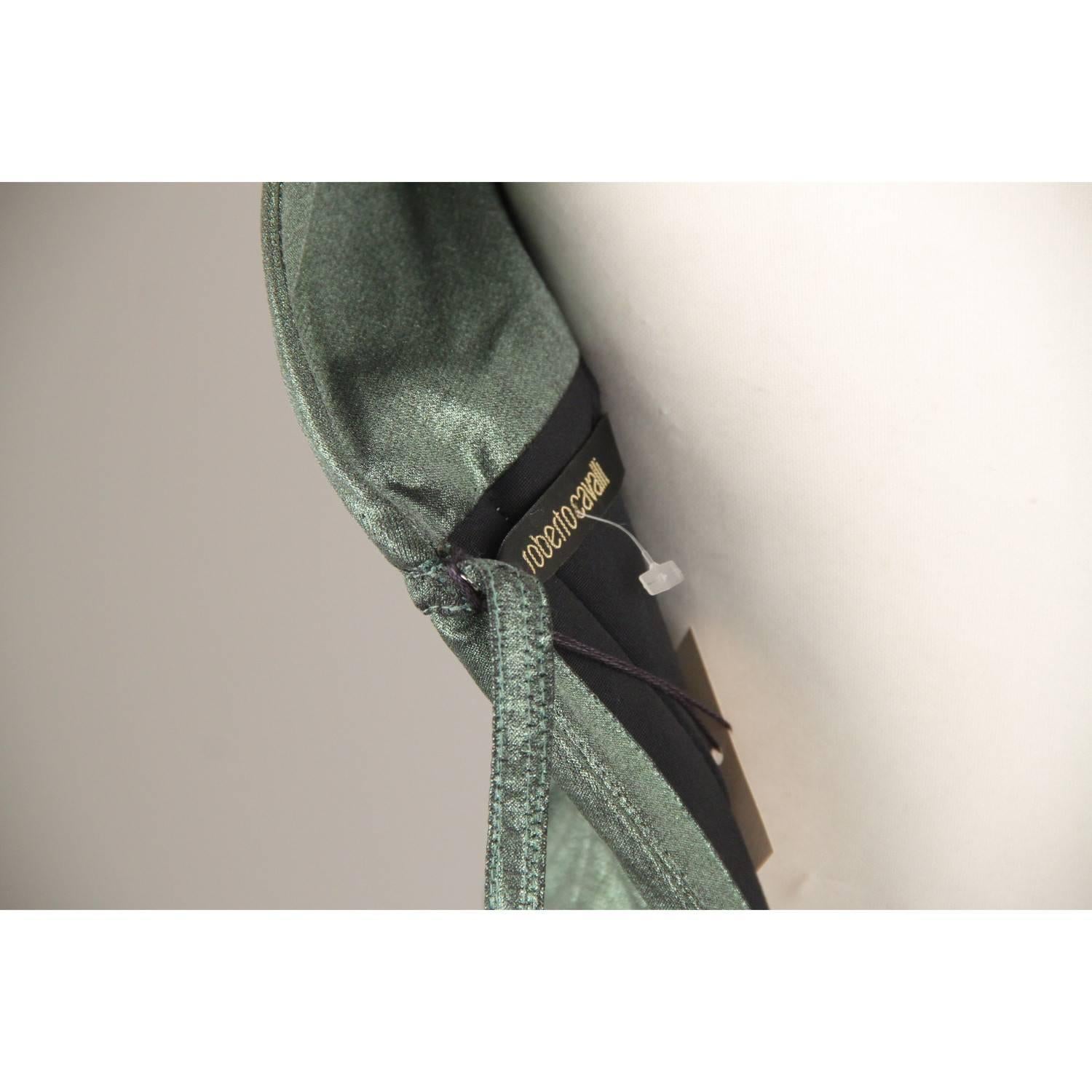 ROBERTO CAVALLI Green Metallic Cleopatra Dress Gown Size 42 In Good Condition In Rome, Rome