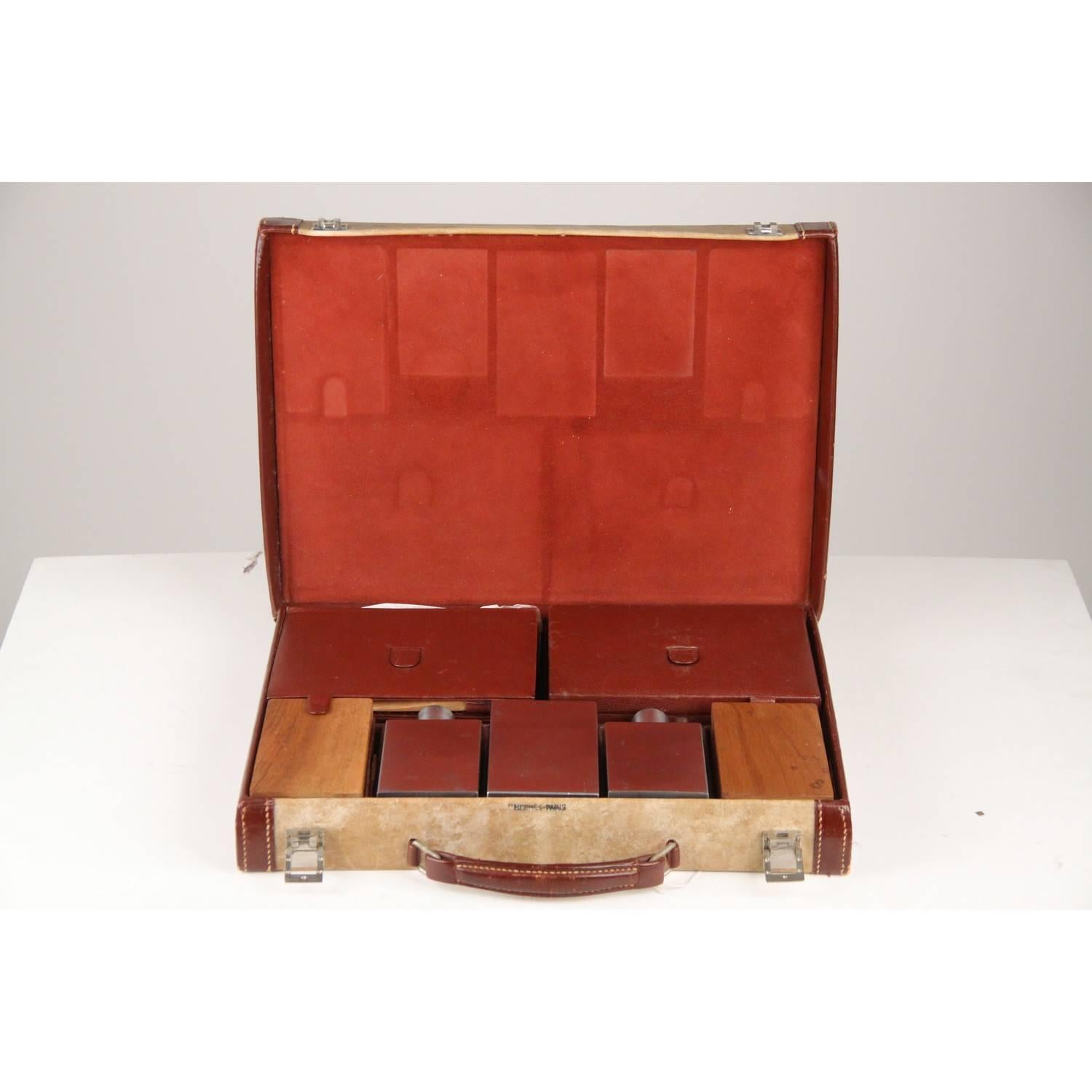 Women's or Men's Hermes Vintage Leather Travel Grooming Set with Toiletry Accessories
