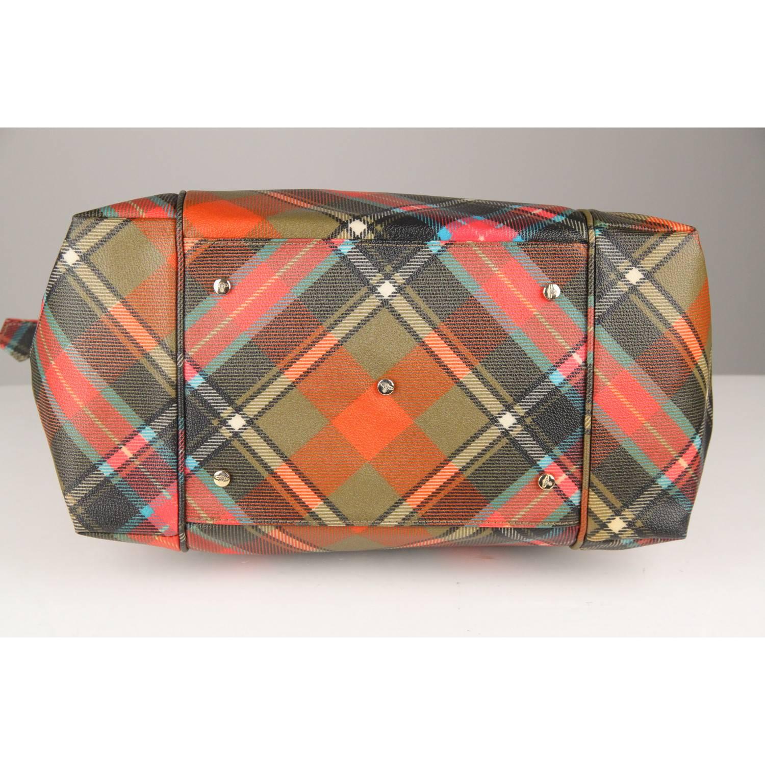 VIVIENNE WESTWOOD Multicolor Tartan Canvas Tote Bag In Excellent Condition In Rome, Rome