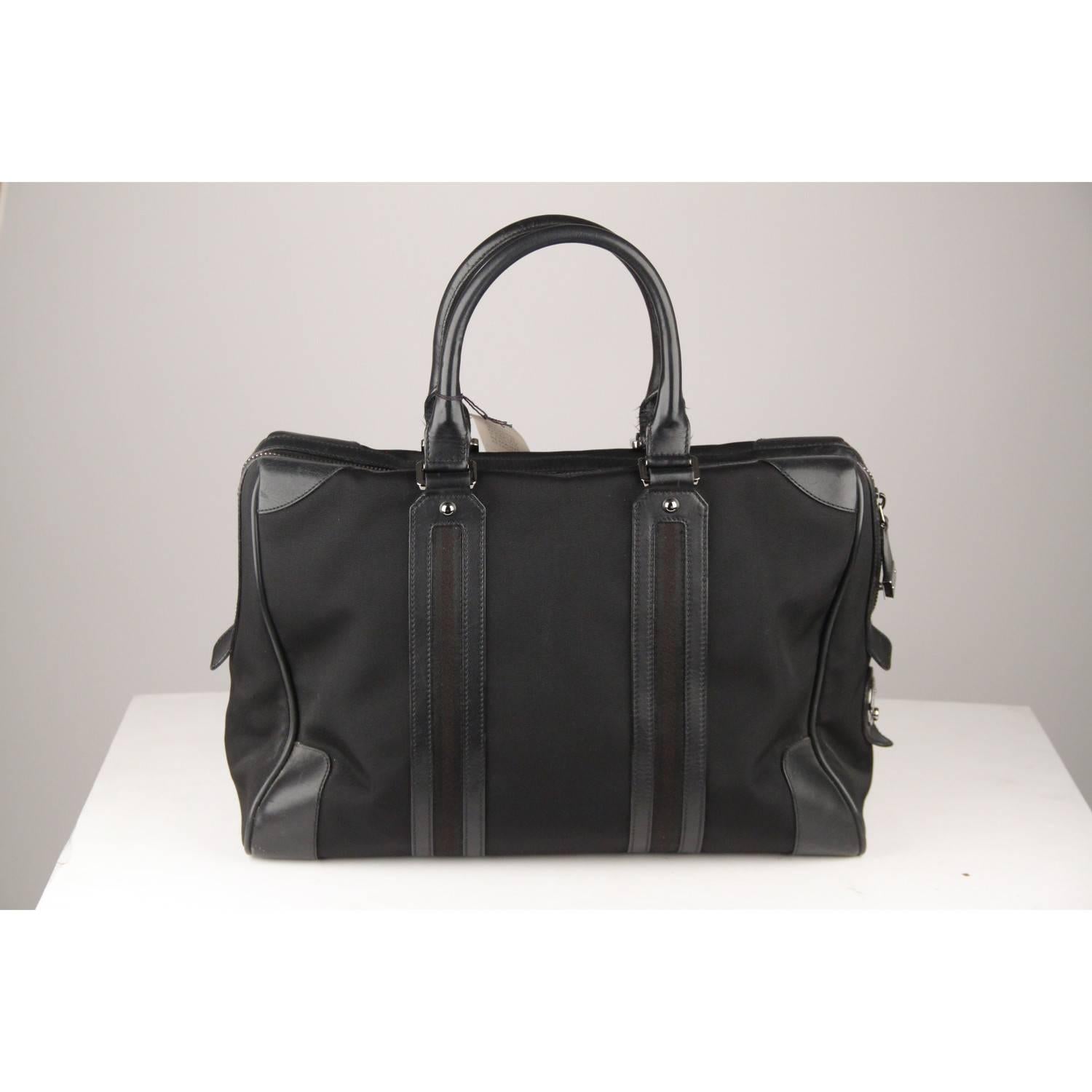 Gucci Black Canvas Soft Briefcase Travel Bag Overnight Bag 1