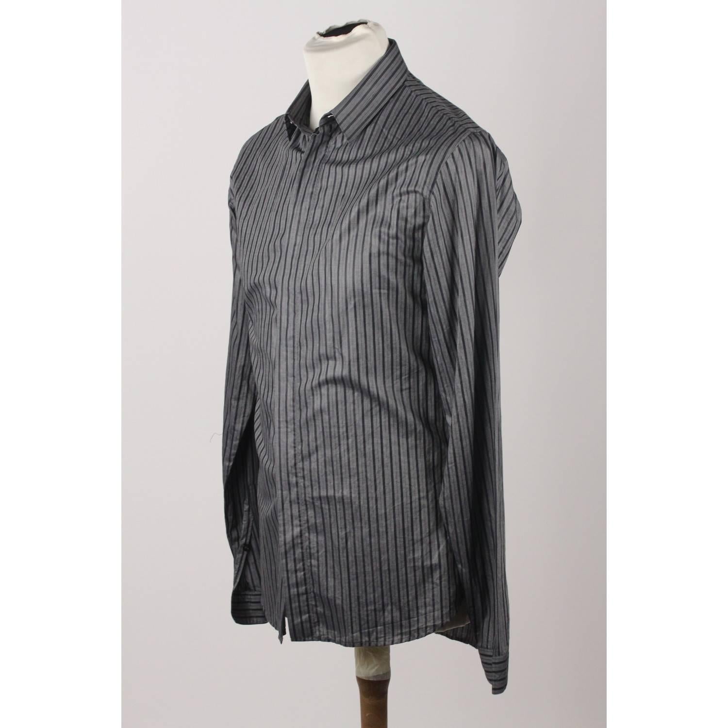 DIOR HOMME Cotton Striped Men Button Down Shirt Long Sleeve Size 39 In Excellent Condition In Rome, Rome