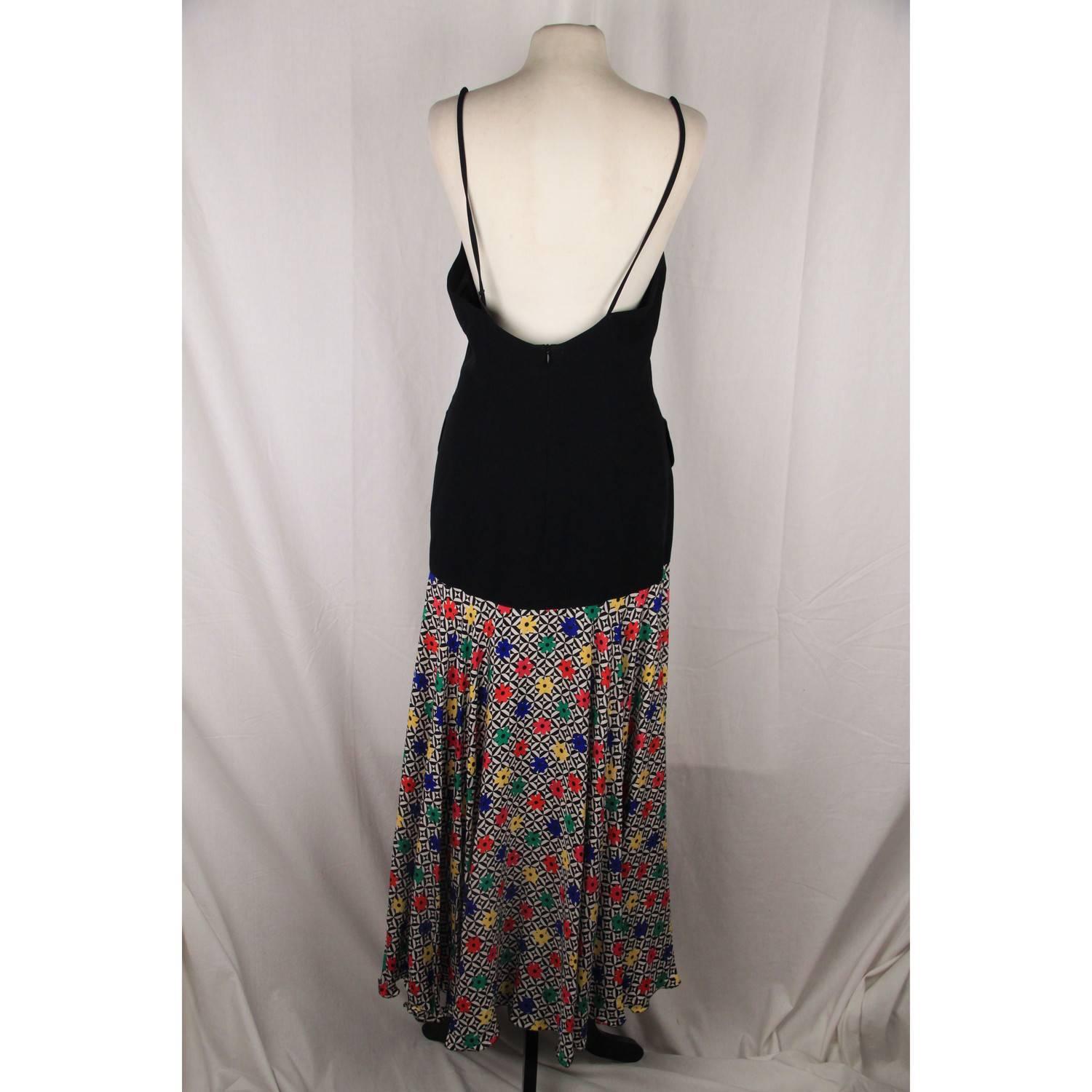 GAI MATTIOLO COUTURE Vintage Multicolor Drop Waist Maxi Dress Size 42 1