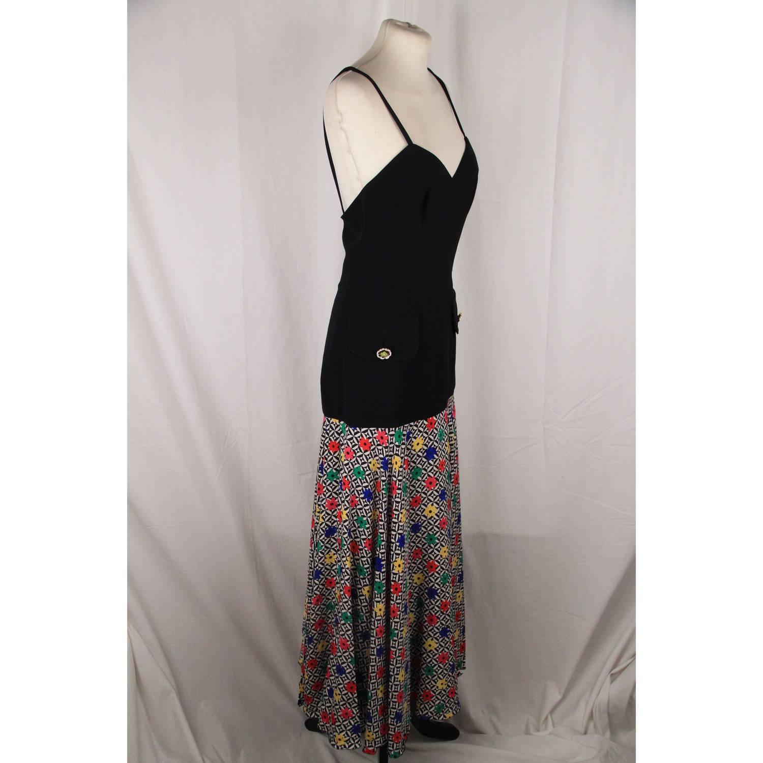 Women's GAI MATTIOLO COUTURE Vintage Multicolor Drop Waist Maxi Dress Size 42