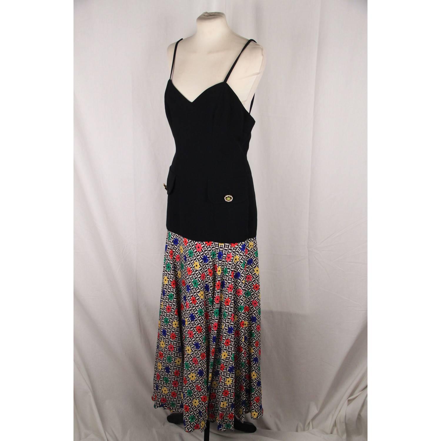 GAI MATTIOLO COUTURE Vintage Multicolor Drop Waist Maxi Dress Size 42 2