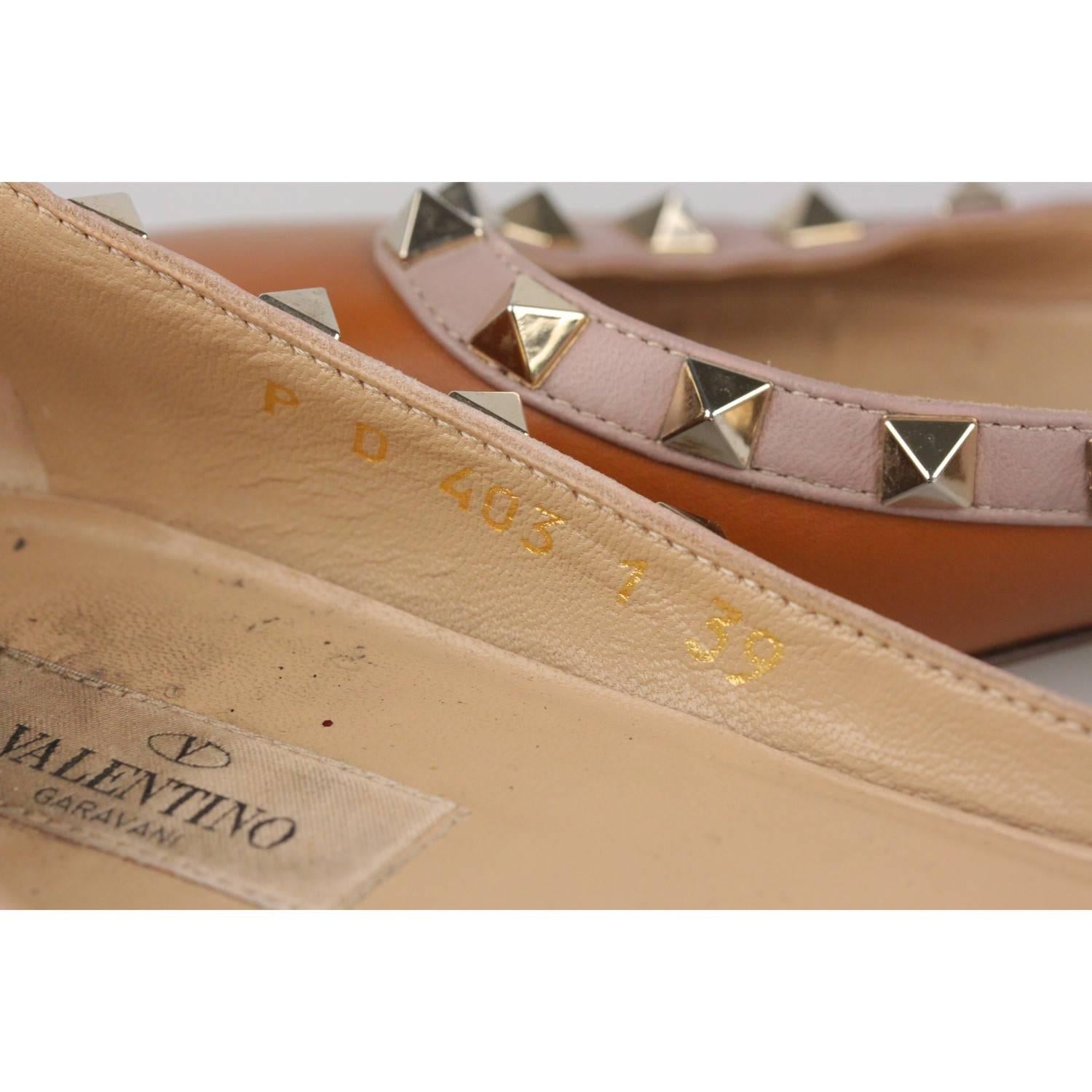 VALENTINO Beige Leather Rockstud Ballerina Shoes Size 39 6
