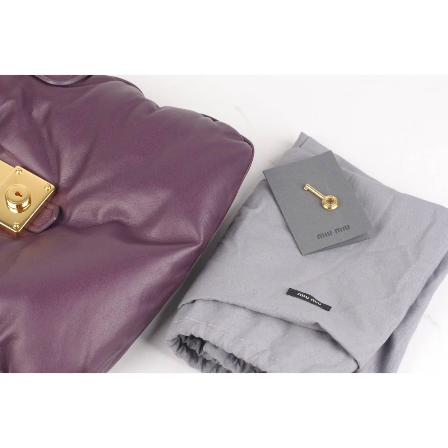 MIU MIU Purple Padded Nappa Leather Hobo Shoulder Bag 3