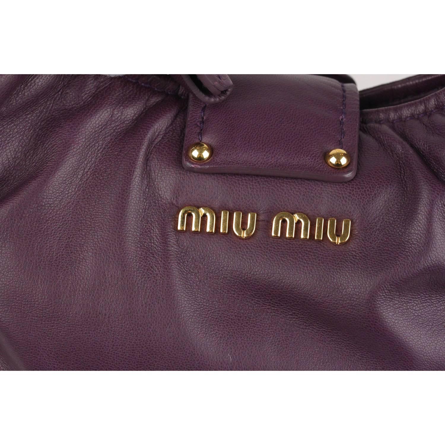 Gray MIU MIU Purple Padded Nappa Leather Hobo Shoulder Bag