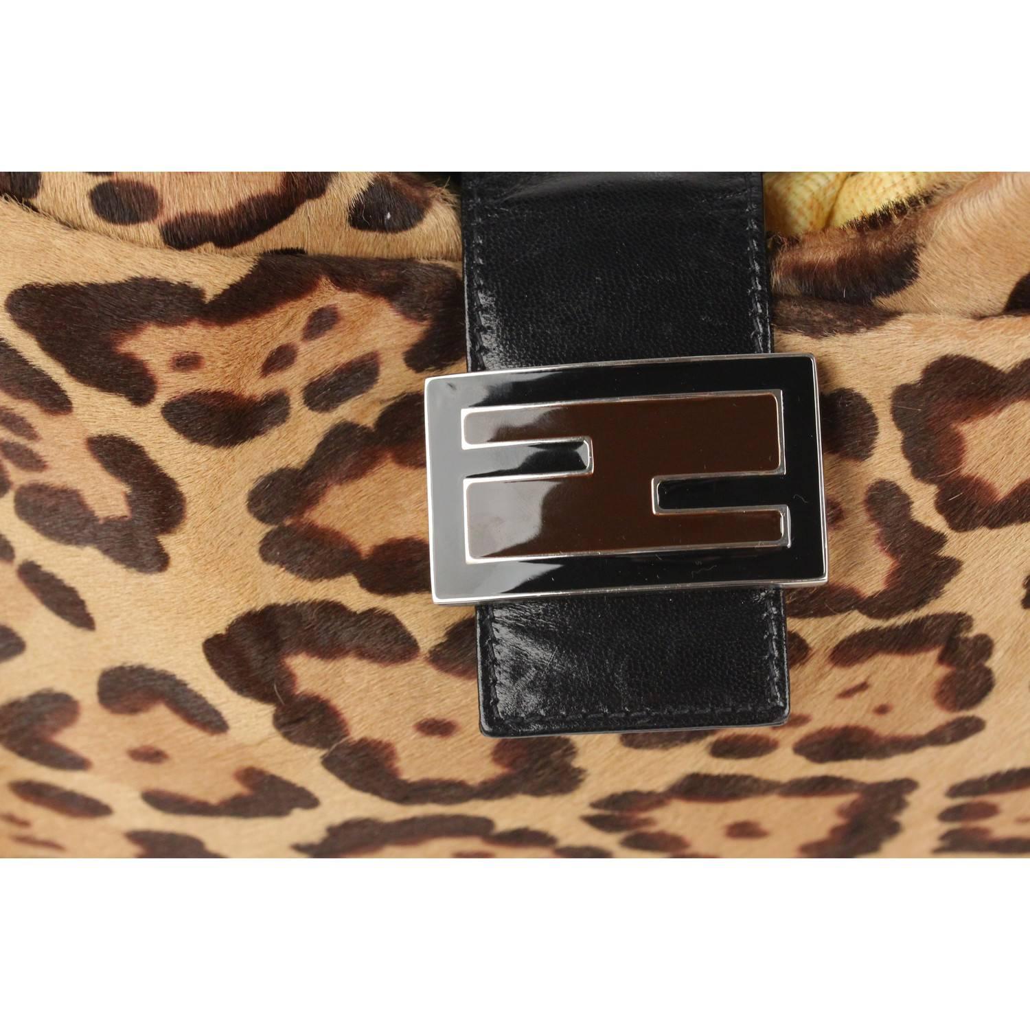 Brown FENDI Animalier Pony Hair Hobo Shoulder Bag Tote