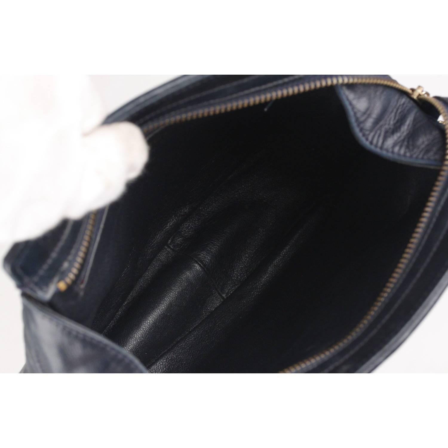 CHANEL Vintage Blue Quilted Leather Tassel Shoulder Bag 4