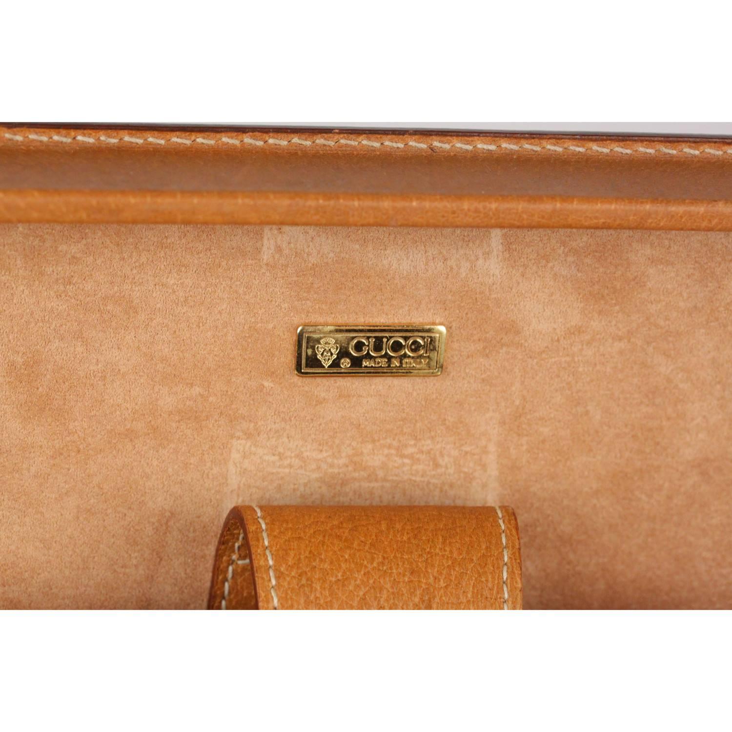 GUCCI VINTAGE Tan Leather Hard Side Briefcase Work Bag 1