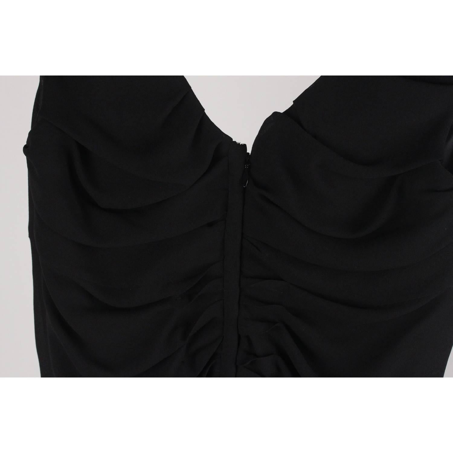 Yves Saint Laurent Rive Gauche Silk Ruched Little Black Dress Size 40 In Excellent Condition In Rome, Rome