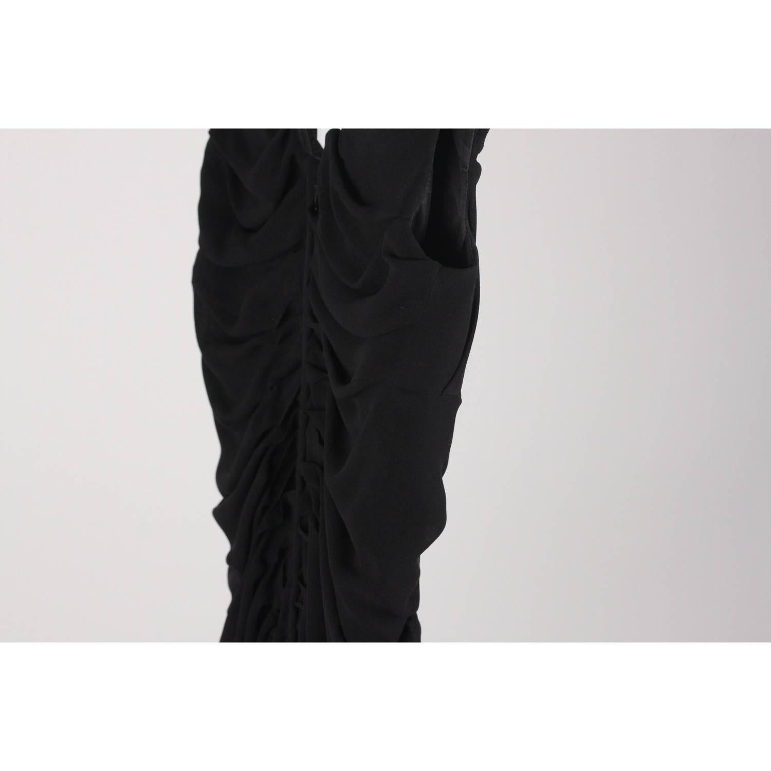 Yves Saint Laurent Rive Gauche Silk Ruched Little Black Dress Size 40 1