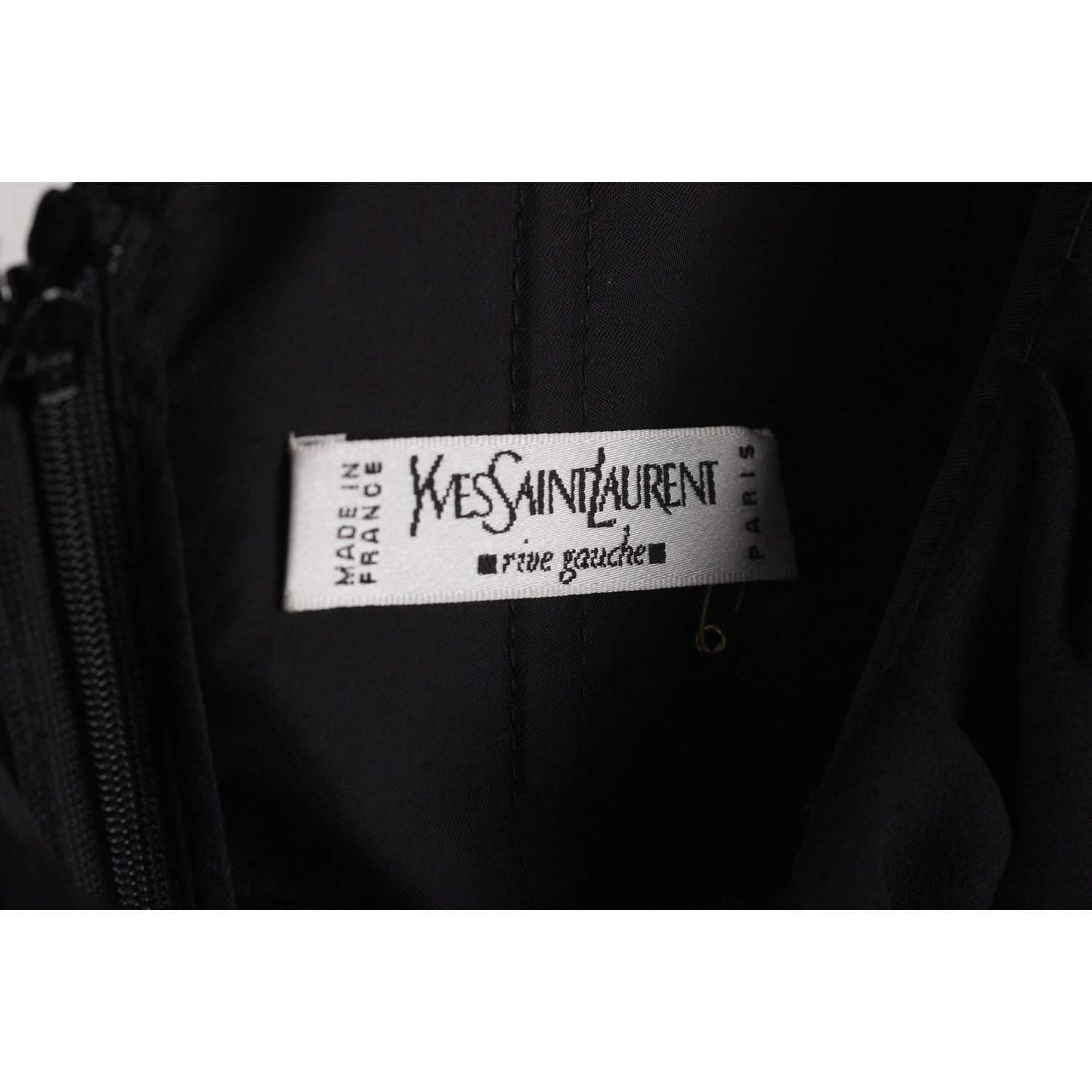 Women's Yves Saint Laurent Rive Gauche Silk Ruched Little Black Dress Size 40