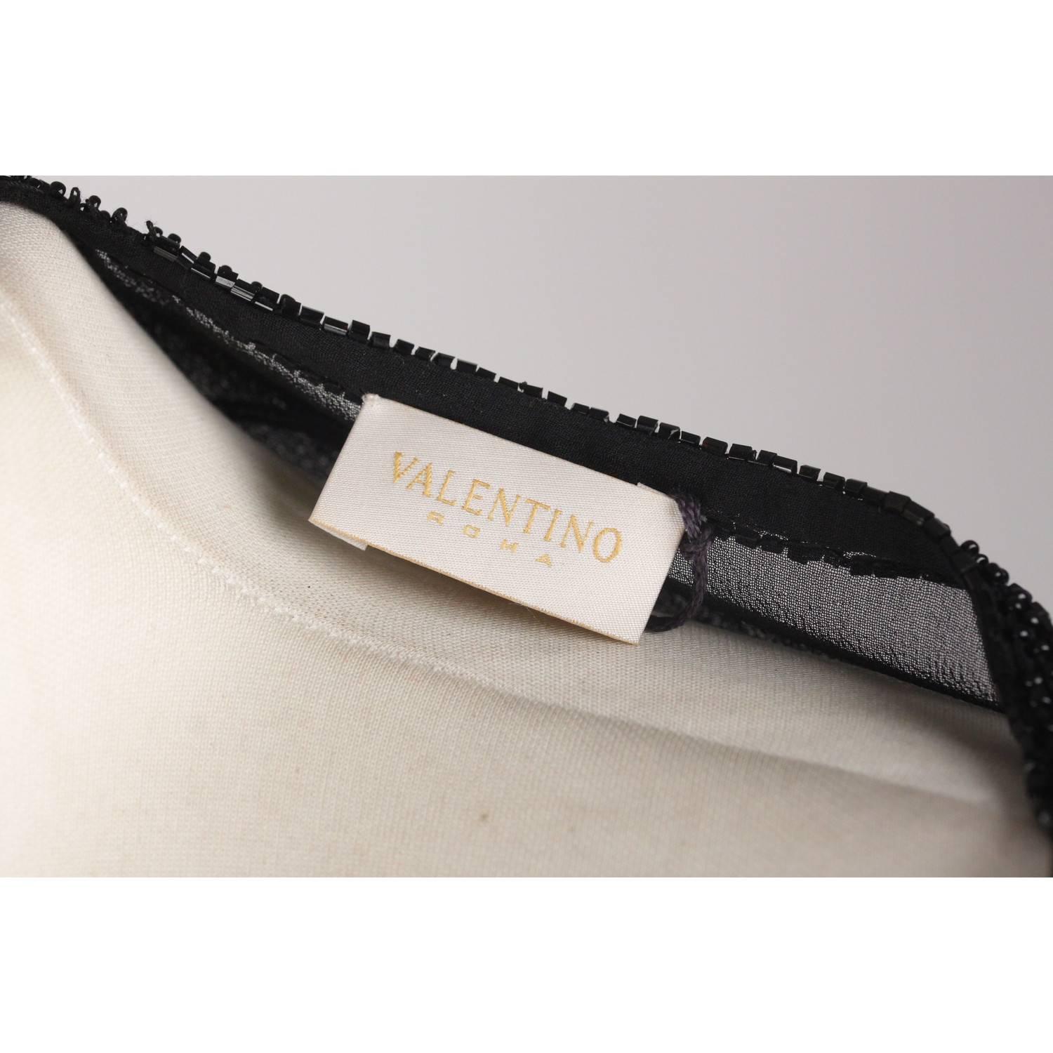 Valentino Black Pure Silk Chiffon Evening Jacket with Beadwork For Sale ...