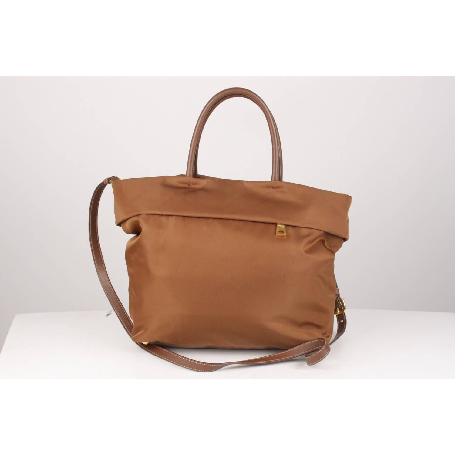 Prada Brown Tessuto Tote Handbag with Shoulder Strap BN2531 1