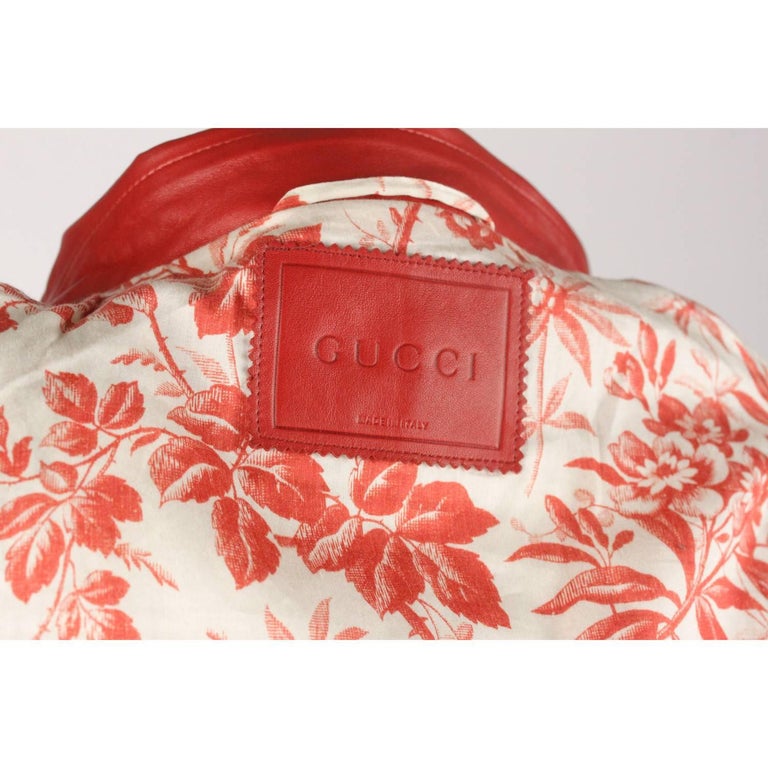 Gucci Women's Leather Biker Jacket Red