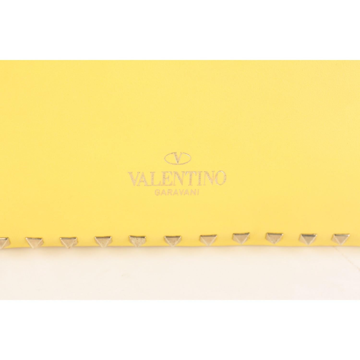 Valentino Yellow Leather Studded Rockstud Large Clutch Wrist Bag 3