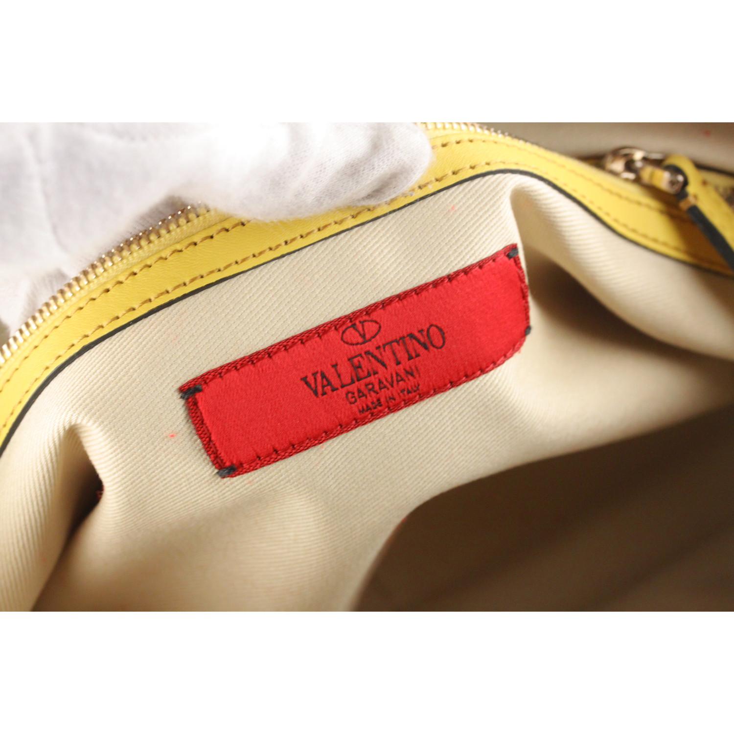 Women's Valentino Yellow Leather Studded Rockstud Large Clutch Wrist Bag
