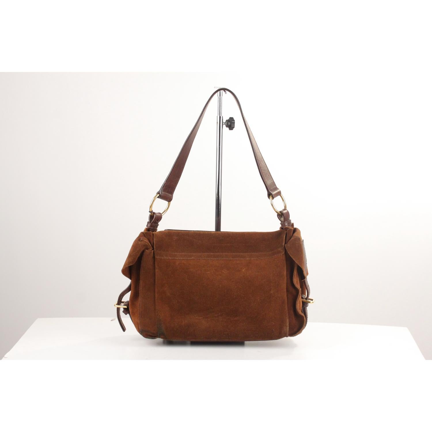 Yves Saint Laurent Brown Suede and Leather Shoulder Bag 1