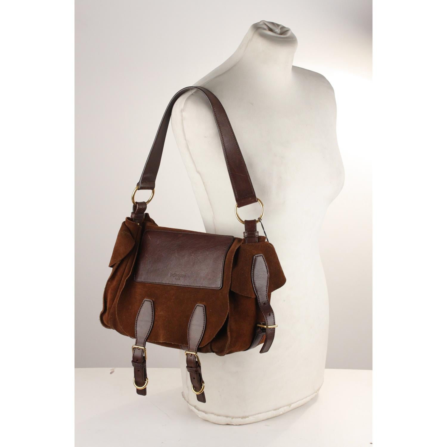Yves Saint Laurent Brown Suede and Leather Shoulder Bag 3