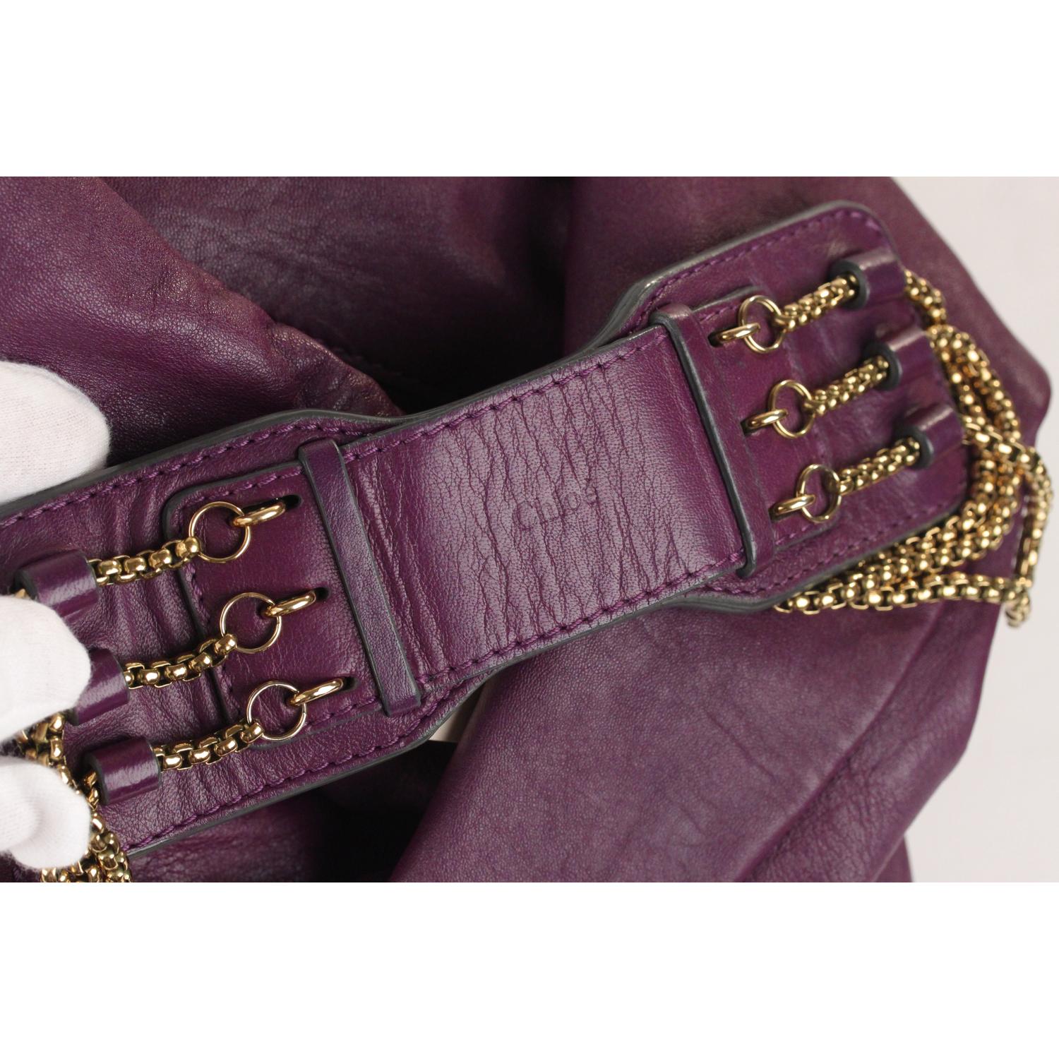 Chloe Purple Leather Triple Chain Milton Hobo Shoulder Bag In Good Condition In Rome, Rome