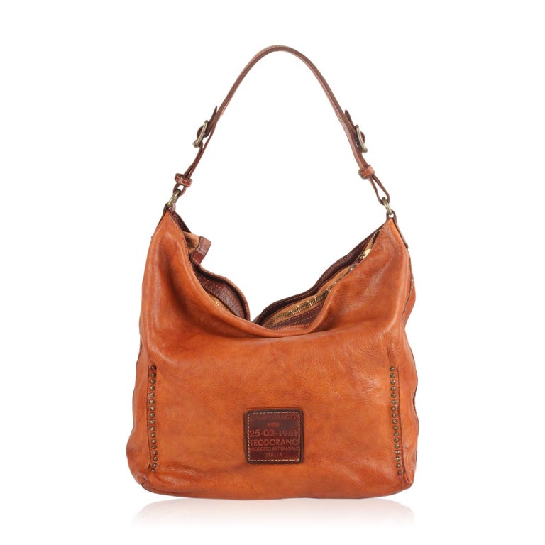 Campomaggi Teodorano Tan Leather Hobo Bag with Studs For Sale at 1stDibs
