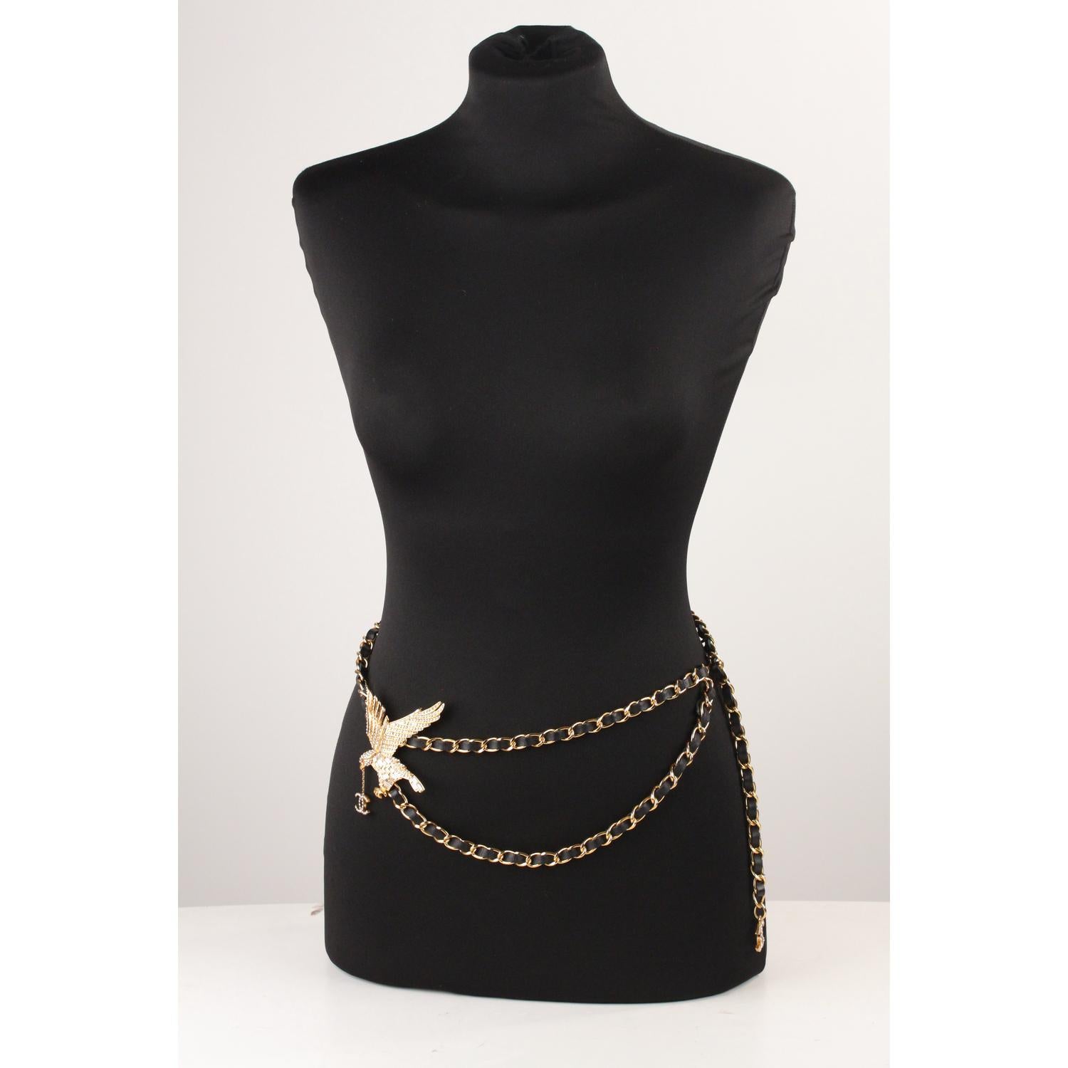 Chanel Gold Metal Chain Eagle Necklace or Belt with Rhinestones 1