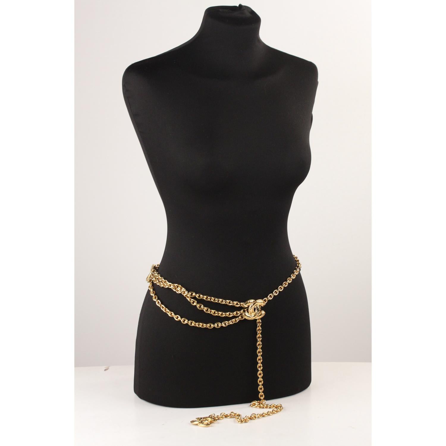 Chanel Vintage Gold Metal Chain Necklace or Belt with CC Logos 2