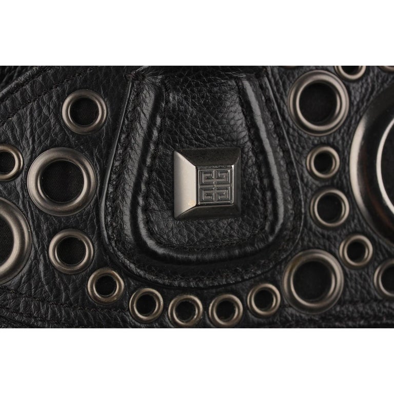 Givenchy Black Leather Hole Rivet Grommets Bowler Bag For Sale at 1stDibs
