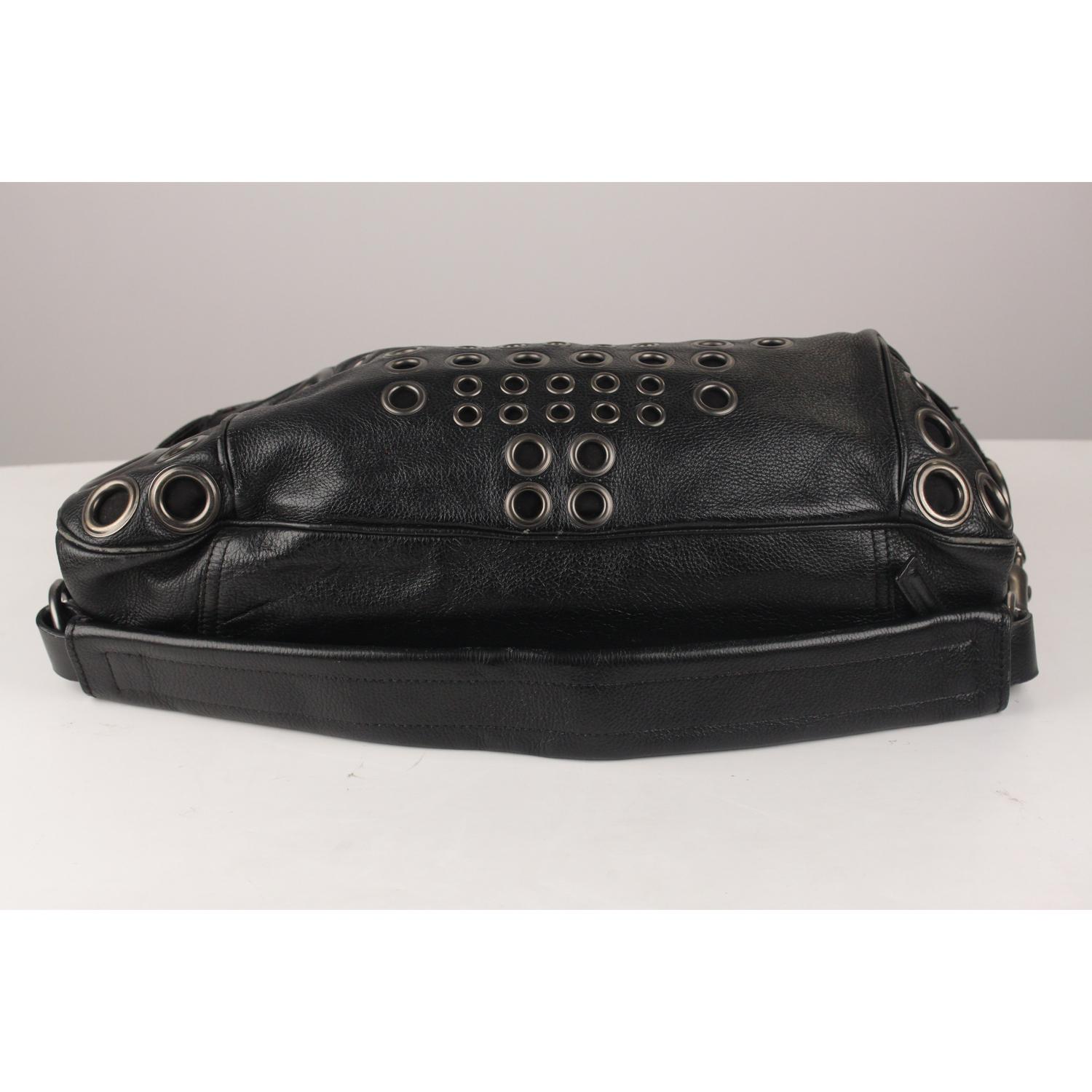 Givenchy Black Leather Hole Rivet Grommets Bowler Bag In Good Condition In Rome, Rome