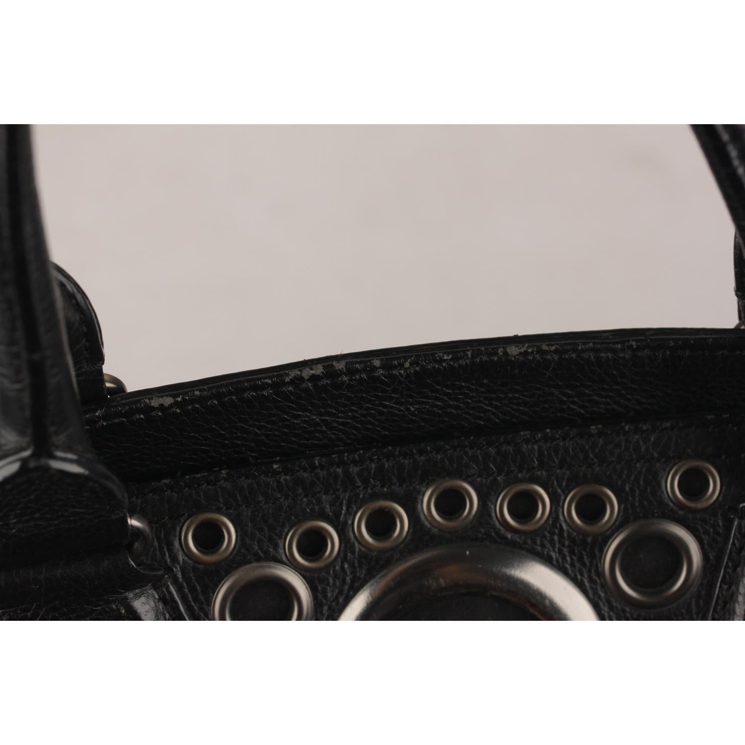 Women's Givenchy Black Leather Hole Rivet Grommets Bowler Bag