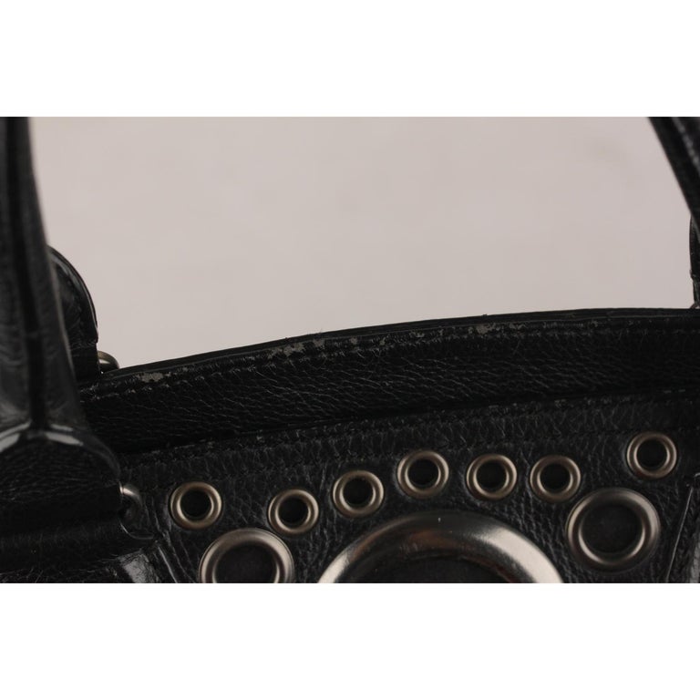 Givenchy Black Leather Hole Rivet Grommets Bowler Bag For Sale at 1stDibs