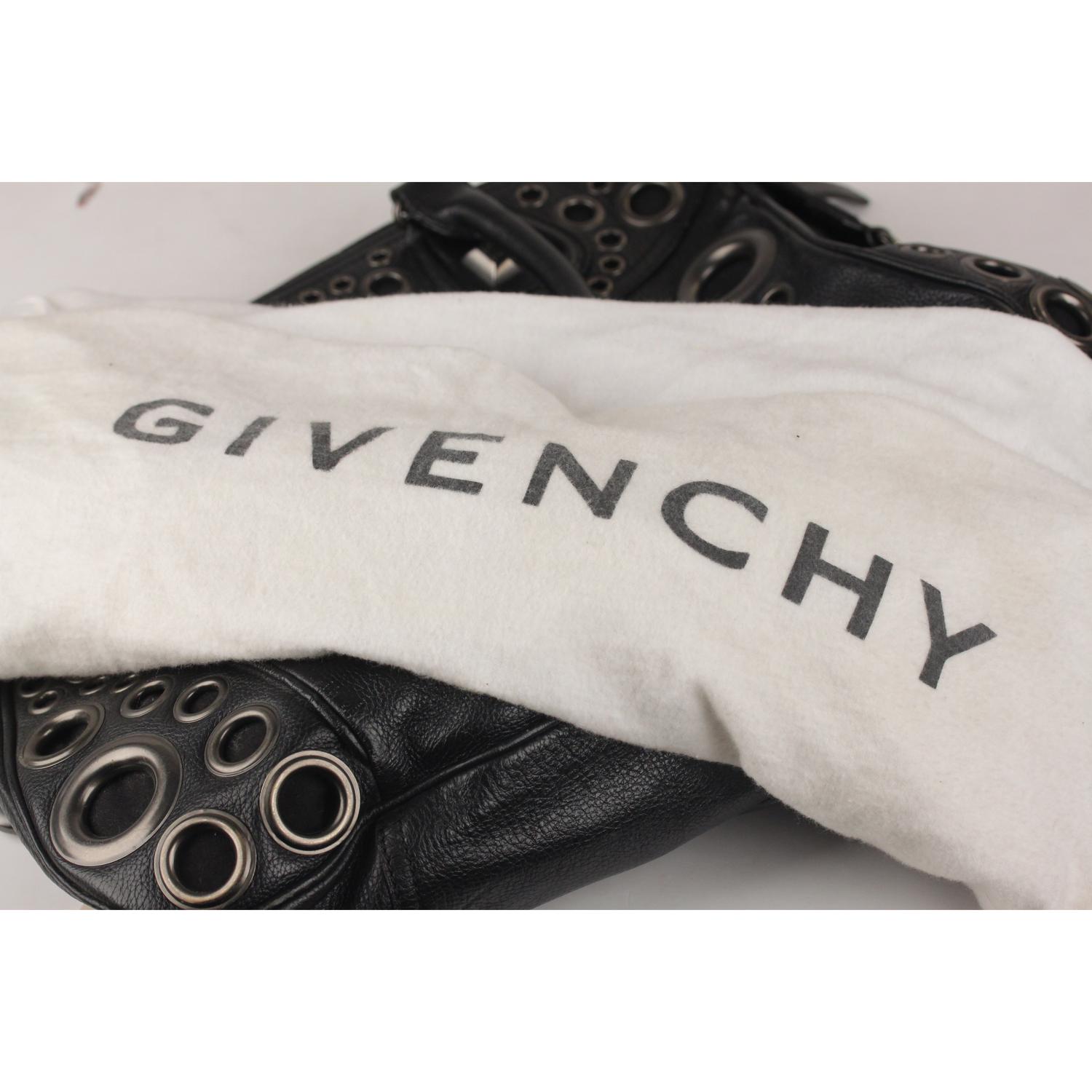 Givenchy Black Leather Hole Rivet Grommets Bowler Bag 4