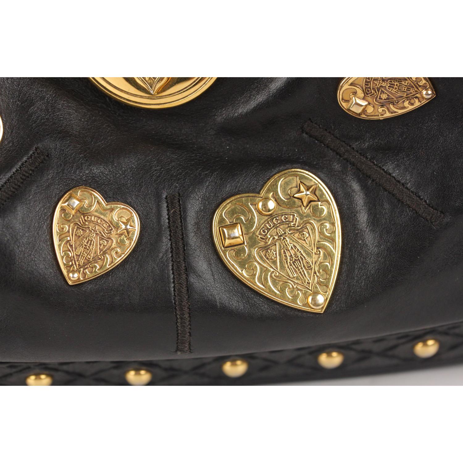 Women's Gucci Black Leather Irina Babouska Flap Shoulder Bag