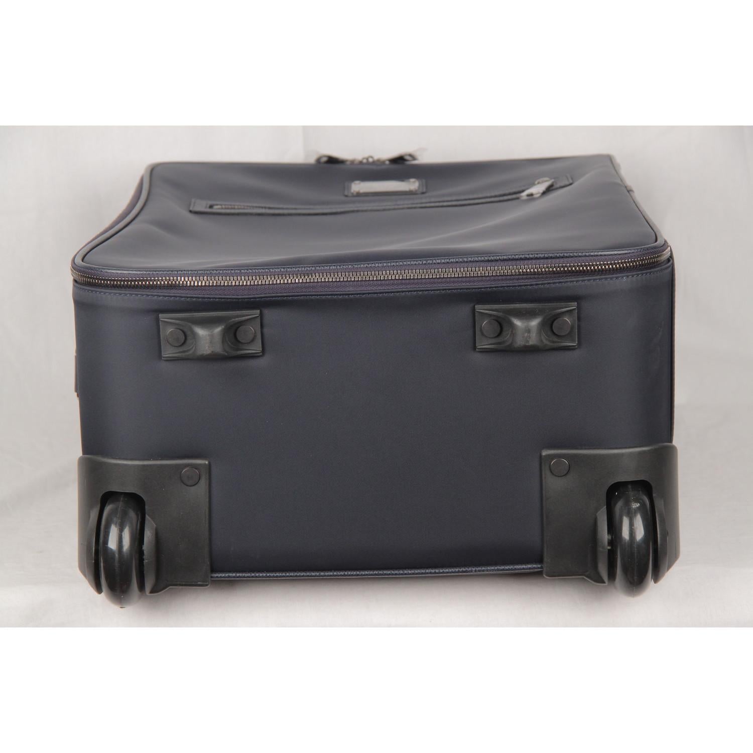 Women's Dolce & Gabbana Blue Canvas Rolling Suitcase Wheeled Travel Bag