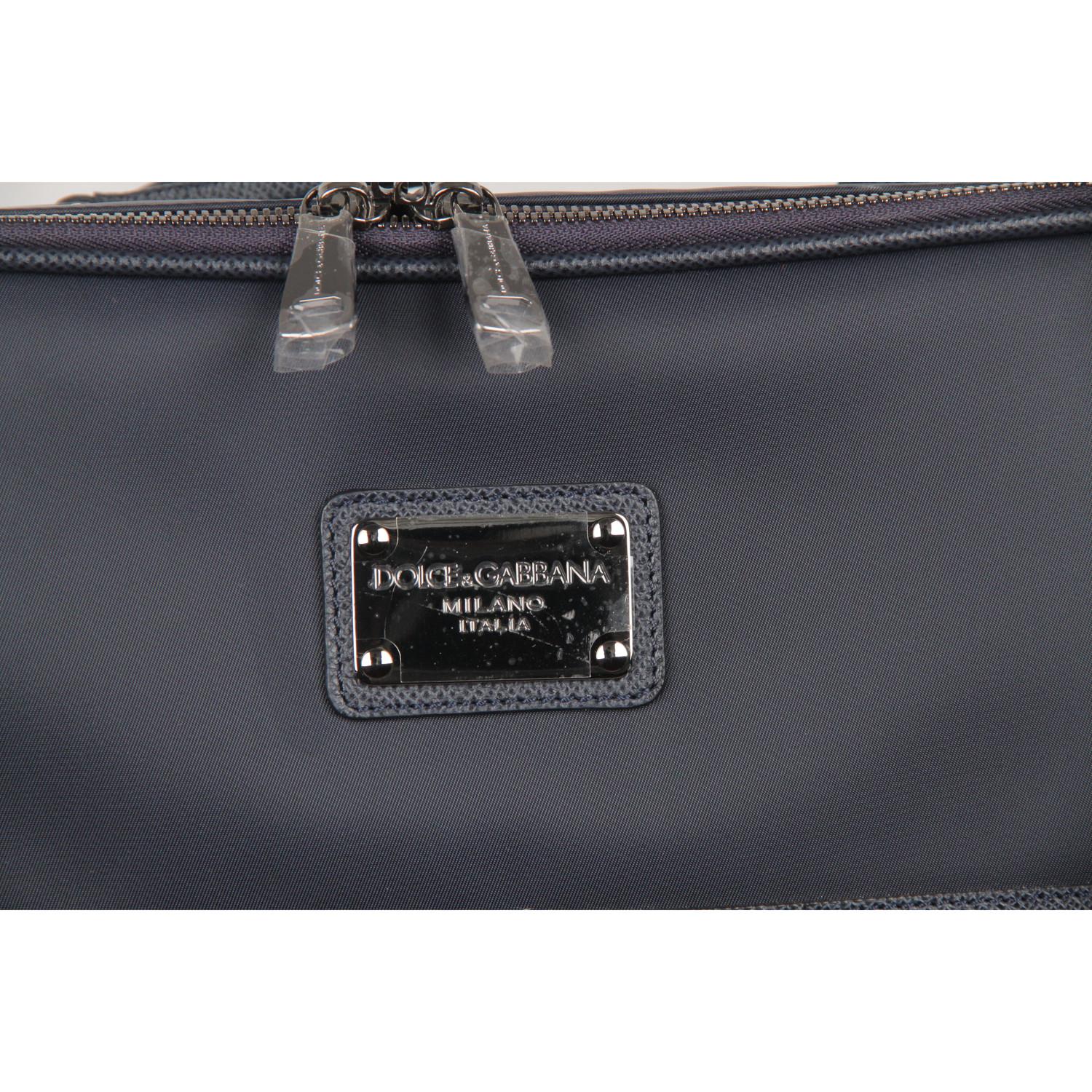 Dolce & Gabbana Blue Canvas Rolling Suitcase Wheeled Travel Bag 1