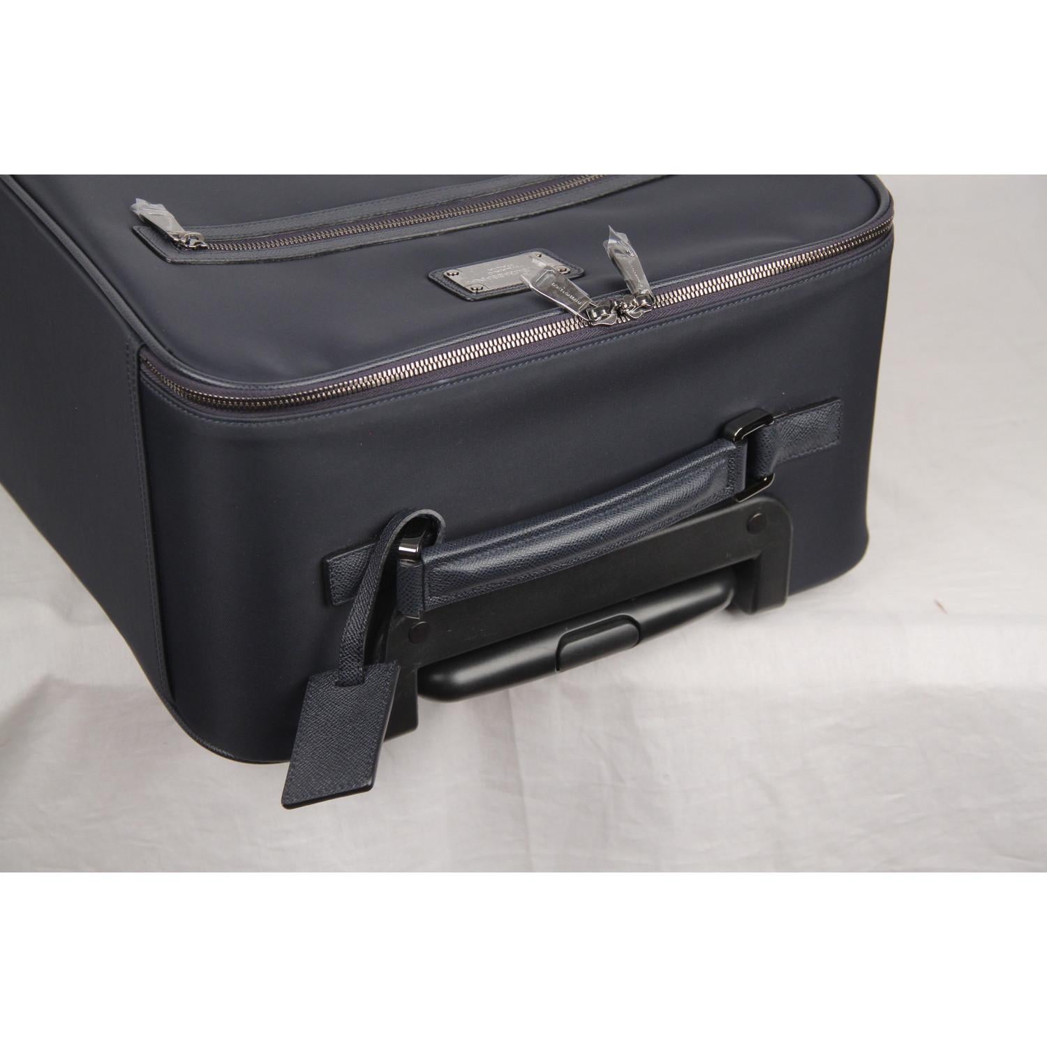 Dolce & Gabbana Blue Canvas Rolling Suitcase Wheeled Travel Bag 3