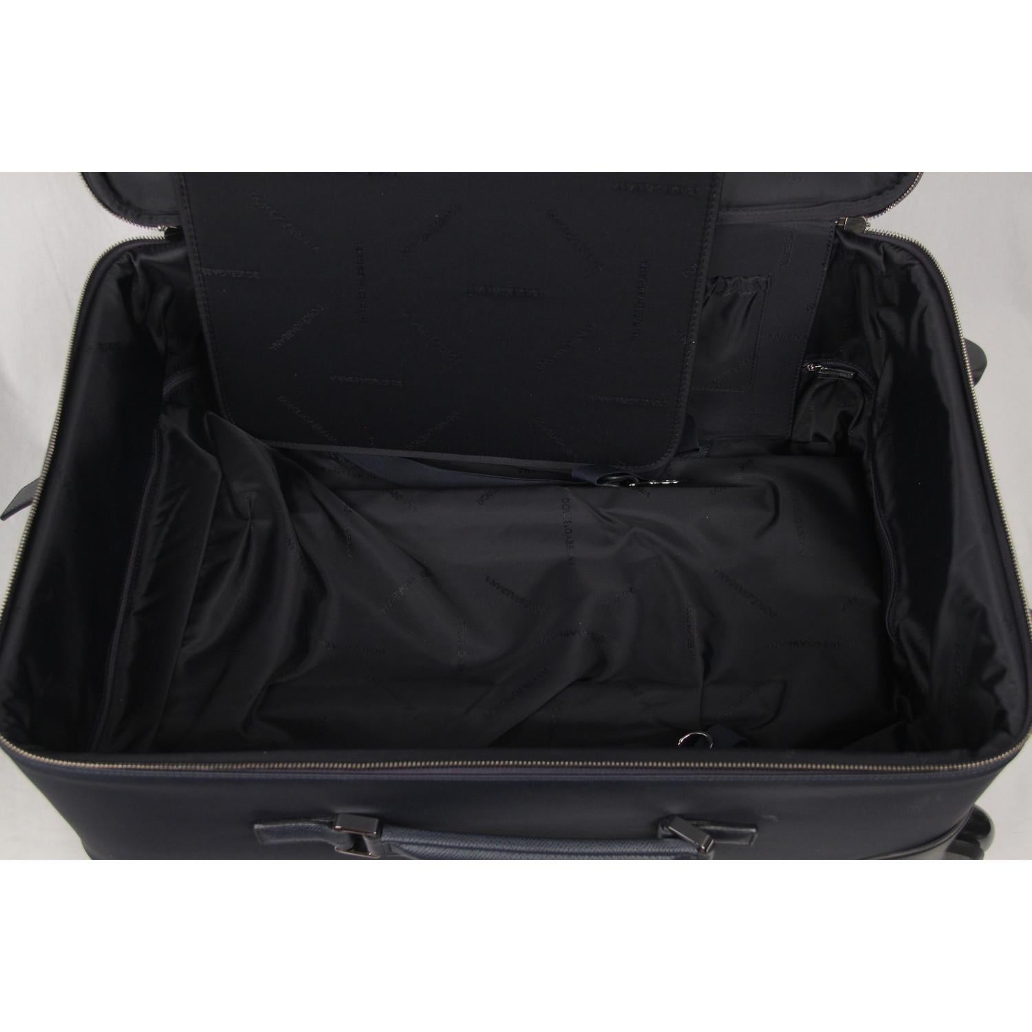 Dolce & Gabbana Blue Canvas Rolling Suitcase Wheeled Travel Bag 8