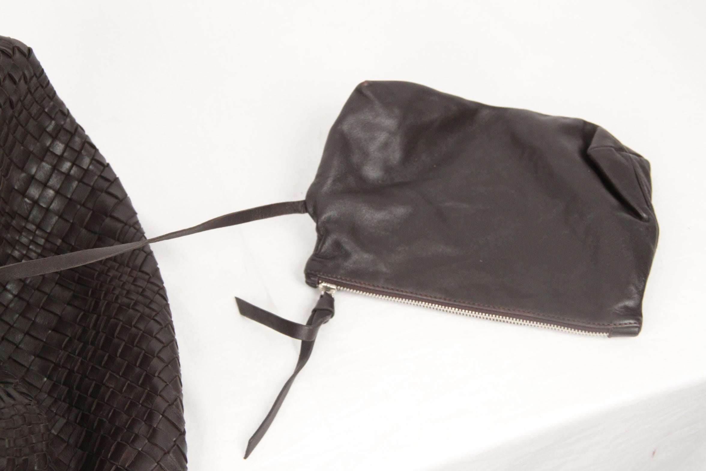 Falorni Dark Brown Woven Leather Tote Bag 4