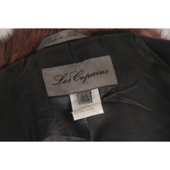 Les Copains Black Wool Tailored Coat with Mink Fur Trim Size 44