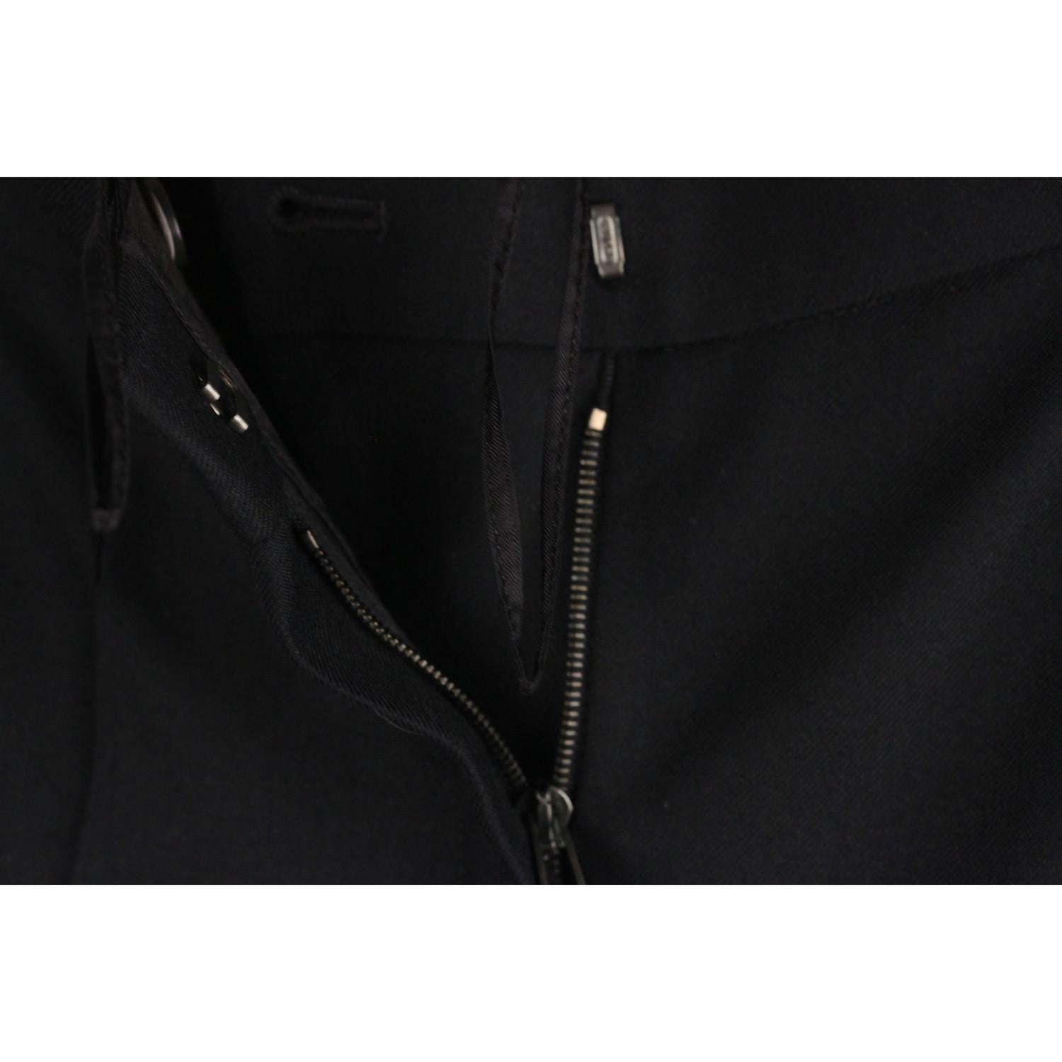 Women's Yves Saint Laurent Black Wool Pant Suit with Ruffles Size 36