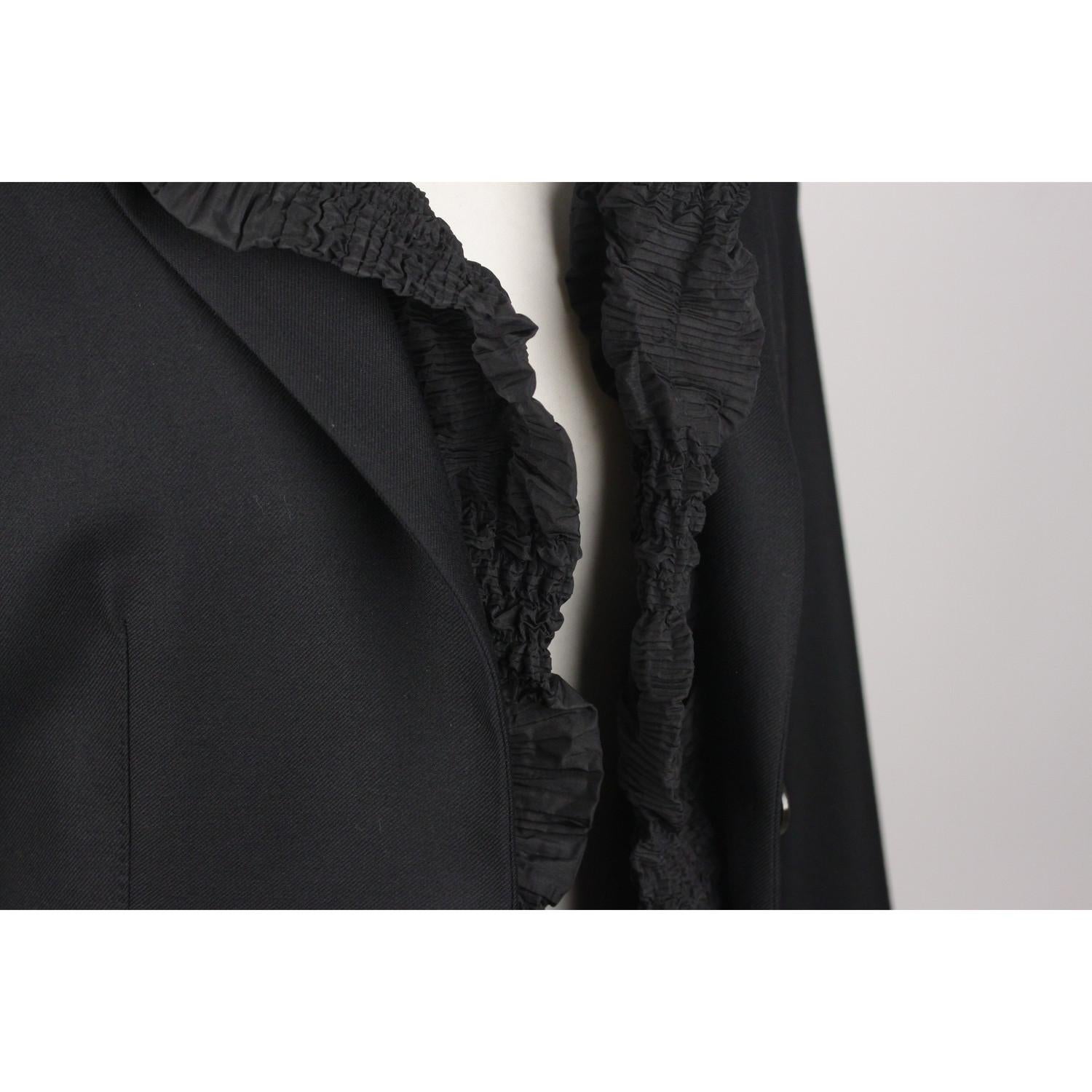Yves Saint Laurent Black Wool Pant Suit with Ruffles Size 36 4